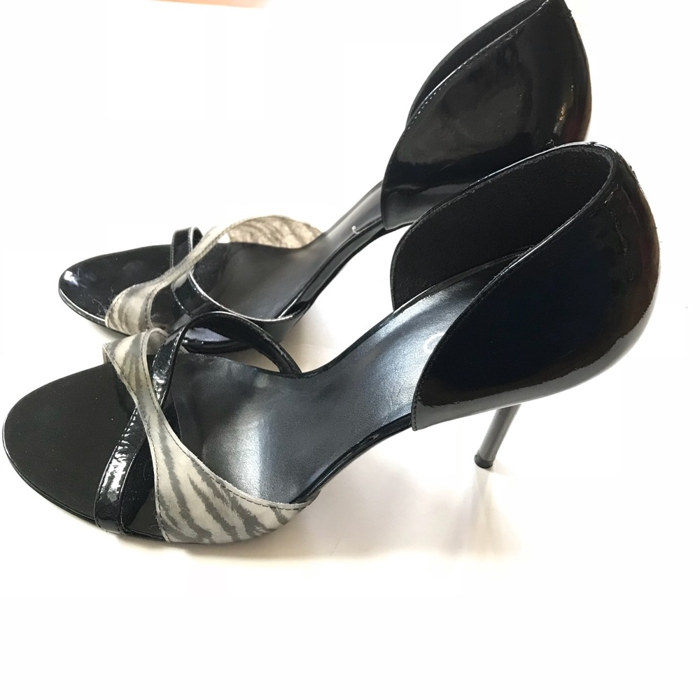 ALDO Patent Leather Black Animal Print Sandal Pump
